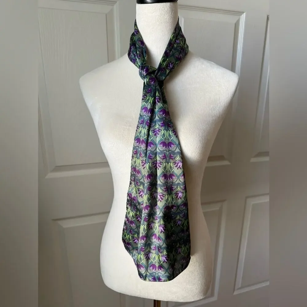 Collection XIIX Floral Purple Tulip Print Scarf‎ Silky Feel Easter Spring